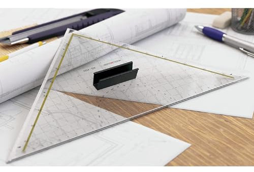 !!-Präzision aus Acrylglas und Edelstahl-!! Sehr hochwertiges 325mm-Schneidedreieck aus transparentem, dicken Acrylglas und mit einer massiven Stahlkante von Modellbauwerk®, Geodreieck