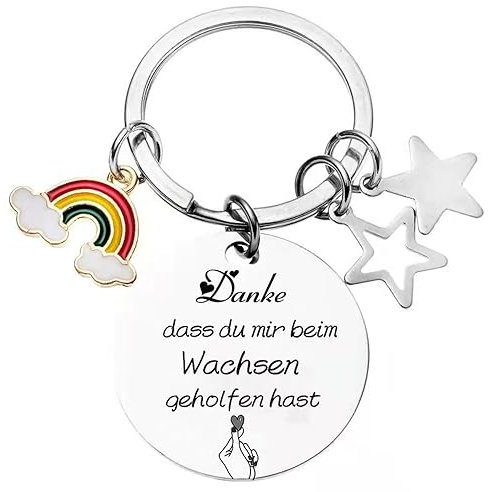 HCHES Danke, Dass du mir beim Wachsen Geholfen Hast Schlüsselanhänger mit Gravur Abschiedsgeschenk Erzieherin, Tagesmütter, Kindergarten Abschied Geschenk
