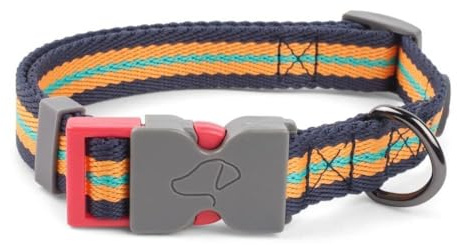 Zoon Walkabout Dog Collar Oxford Design - Blue Orange Green Stripes (L)