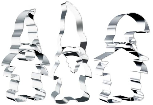 3 Stücke Wichtel Ausstechformen Weihnachten Set,Edelstahl Wichtel Ausstecher Groß 13,5CM Keksausstecher Weihnachten Weihnachtsmann Plätzchenausstecher für Torten Fondant Kekse Kinder