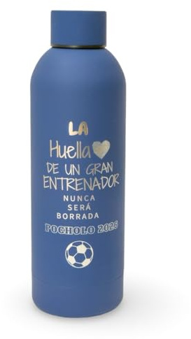 Cocholate | Botella térmica agua acero inoxidable personalizada láser | Sin BPA | Mantiene 24H Frio / 12H Calor | Isotérmica y Hermética - Doble Pared al Vacío a Prueba de Fugas | 500ml (Azul)