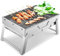Tragbarer Edelstahl-Grill, für Camping, Picknick, zusammenklappbar, Holzkohlegrill für Outdoor, Garten, Kochen, klein und kompakt (35 x 27 x 20 cm)