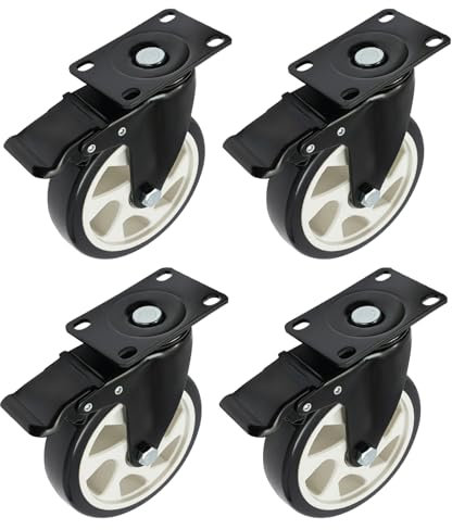 Lot de 4 roulettes pivotantes de 125 mm pour charges lourdes avec frein - Jusqu'à 200 kg - Roulettes de transport pour meubles et industriels - Silencieuses - Haute performance - Roulettes robustes