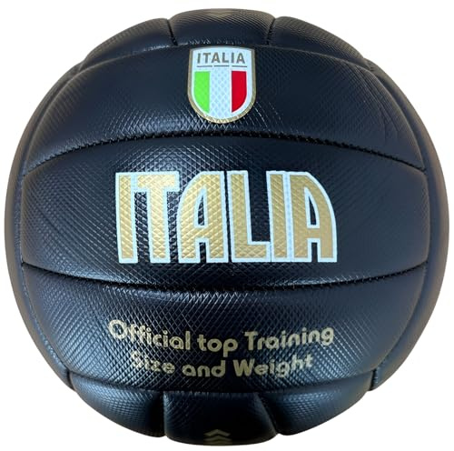 Mikado Sport Ballon de Volley-Ball modèle Italie. Ballon de Beach-Volley en PVC HF. Grande Taille pour l'entraînement en Match. Adultes, Adolescents et Enfants (Noir)
