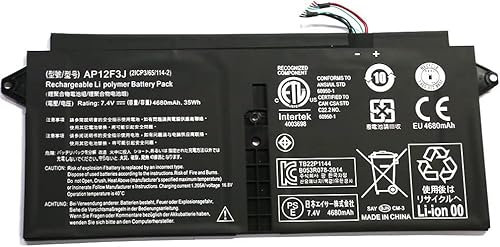 AP12F3J laptop batteri kompatibelt med Acer Aspire S7 S7-391 Ultrabook-serien S7-392 S7-393 2ICP3/65/114-2 7,4 V 4680 mAh/35 Wh