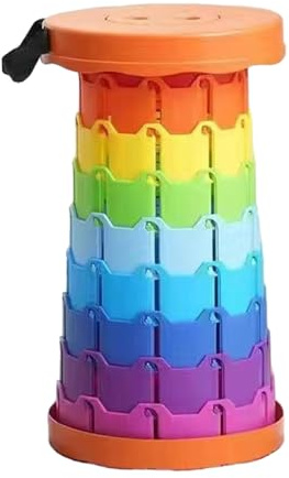 Sgabello telescopico pieghevole – Sgabello telescopico portatile con capacità di 181,4 kg, altezza regolabile, sgabello pieghevole per adulti, escursionismo, giardinaggio, viaggi