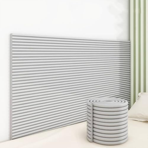 SkyFace 3D Autoadesivo Pannelli Imbottiti per Pareti Bambini DIY Tagliabile Pannello Imbottito, Testiera Cuscino da Parete Letto Spugna Sddensata Parete Letto Decorativi (grigio chiaro, 60 x 200 cm)