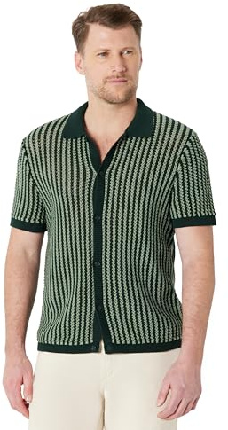 Amazon Essentials Hombre Camisa de Punto de Manga Corta con Botones para Vacaciones
