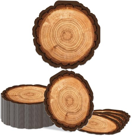 Kotkiddy 40 Piezas Servilletas de Papel en Estilo Madera para Camping, Servilletas Rústicas de Fiesta en el Bosque para Decoración de Festival en el Bosque, Campamento, C