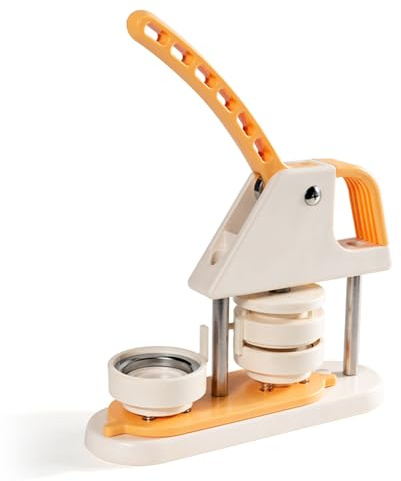 Máquina Para Hacer Chapas 58mm, Kit Completo con 100 Piezas, Máquina de Prensa para Pines, DIY Regalos para Niños y Pequeños Negocios - Fácil Uso, Material ABS Resistente, Ideal (Beige)