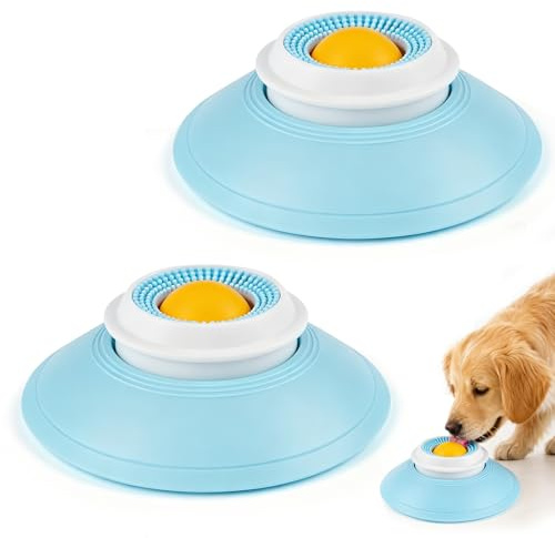 EUBSWA 2 stycken slickboll hund, små slickeksaker hund, intelligensleksak för hundar, katter, intelligensleksak, slickningsskål, långsam mat med sugpropp (14,5 x 5,5 cm)