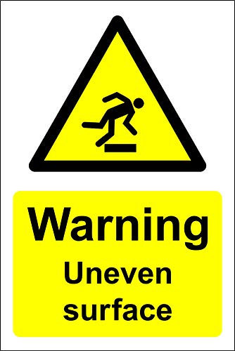 Warning uneven surface Safety sign - 1.2mm Rigid plastic 200mm x 150mm