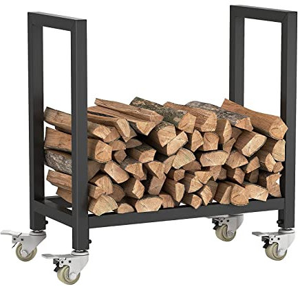 YXGLL Support à Bois de Chauffage Porte-bûches en métal, Chariot à Bois de Chauffage avec Roues, Support à Bois de Chauffage Facile à Assembler Support de Rangement en Bois Tubulaire