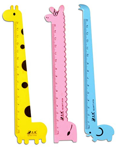 Générique 3 unids 15cm lindo jirafa regla animal suministros de oficina papelería creativa Kawaii Rulers aleatorios duraderos y útiles