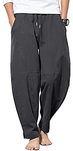 YAOBAOLE Pantalon Homme Lin Et Coton Pantalon Toile Été Pantalons Detente Yoga Léger Regular Taille Elastique