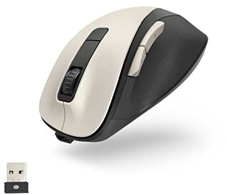 Hama MW-500 - Mouse ergonomico senza fili, colore: bianco crema