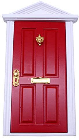 Holz Wichteltür Weihnachtsdekoration Mini Holz Elfen Tür Rot Rosa Blau Puppe Haus Möbel Dekoration Zubehör Tür Öffbar…