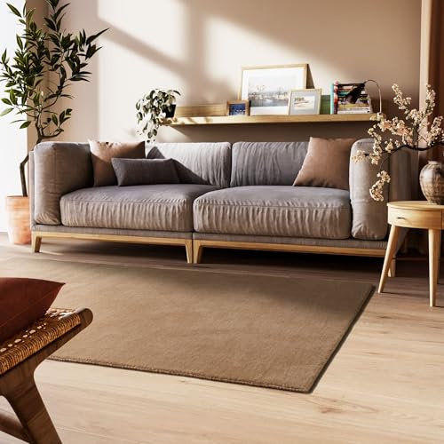 Steffensmeier Gabbeh Teppich Nomade | Wolle (Schurwolle), Sand, Größe: 80x150 cm Kurzflor für Wohnzimmer, Flur, Ethno Look