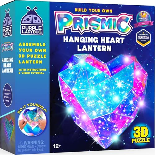 PURPLE LADYBUG Prismic Make Your Own 3D Hanging Heart Lantern - Craft Kit for Kids Age 8-12, Creative Gifts for 10 Year Olds Girls, Unique DIY Girls Birthday Presents, Teenage Gifts
