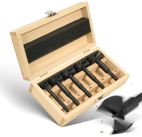 TOOLMAYS Forstnerbohrer Set 5tlg. Astlochbohrer für Holz Ø 20/35/40/45/50 mm, Länge 90 mm Holzbohrer set