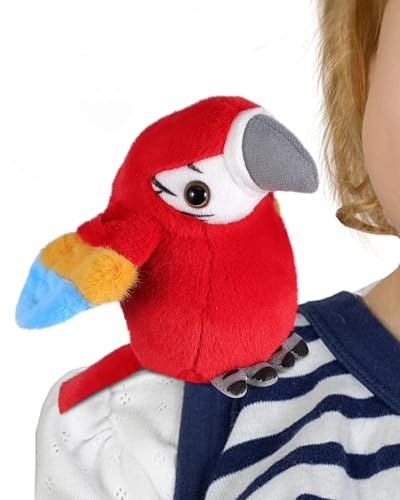 Roicaholy Shoulder Plush Parrot Magnet, Magnetic Shoulder Parrot, Bird Stuffed Animal Pirate Costume Accessories Cosplay Prop for Halloween