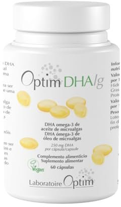Optim DHAlg Omega-3 Vegano DHA 250mg | Aceite Microalgas Schizochytrium | 60 Cápsulas Certificado Vegan Society | Sostenible Sin Pesca | Cerebro Visión