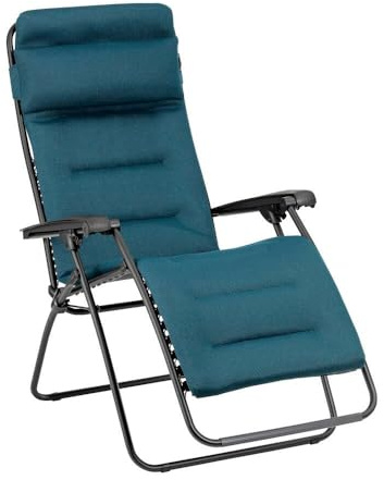 Lafuma Fauteuil Relax Transat Jardin - Chaise Longue Matelassé Zéro Gravité - Rsx Clip - Aircomfort® - Bleu Coral Blue Mobilier