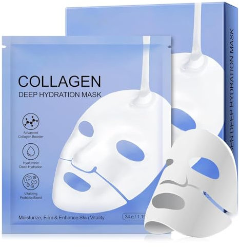 Collagen Face Mask, 6Pcs Collagen Night Wrapping Mask, Pore Minimizing, Elasticity Improvement, Overnight Face Mask