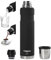 Thermosflasche Thermo Sport 1000ML - Thermoskanne für warm&kalt - auslaufsichere Isolierflasche aus Edelstahl rostfrei - Thermosflasche mit Becher - Thermoflasche - Stainless Steel - Soft Schwarz