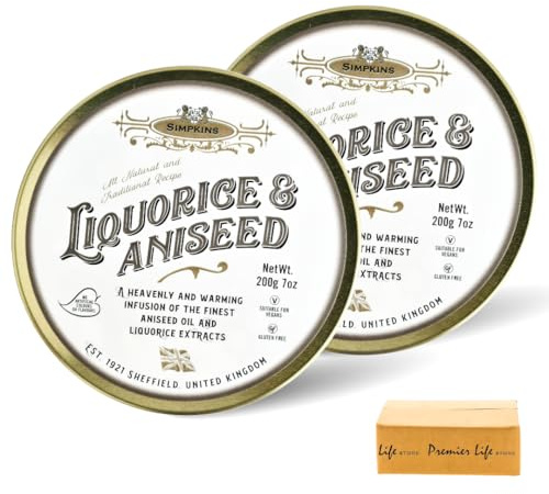 Simpkins Classic Liquorice and Aniseed Travel Sweets Tin, 200g, Natural and Traditional Recipe - 2 Pack, In Premier Life Store Box