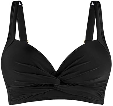 Ocean Blues Women's Black Molded Bikini Top Supportive Swimsuit Top Without Wire Size Large