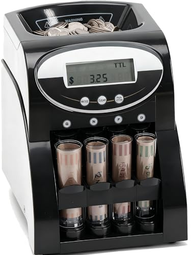 Effeluviate Automatic Coin Sorter & Wrapper: with Anti-Jam Technology – 312 Coins/Min, 400-Coin Mega Hopper & Digital Display for Home, Office, Retail, and Laundromats