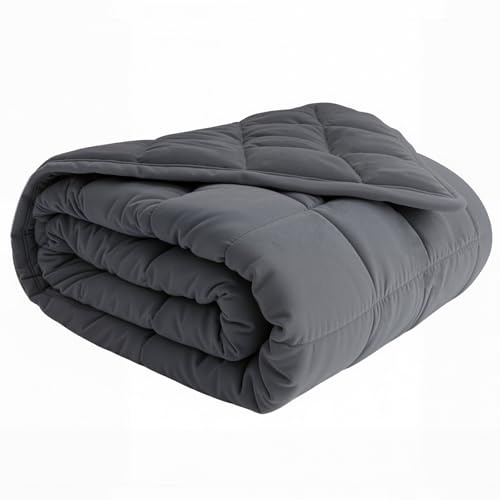 HOELLL Weighted Blanket(60''x80'' 20lbs,Queen Size),Adults Heavy Blanket with Premium Cozy Cotton and Natural Glass Beads,Dark Grey