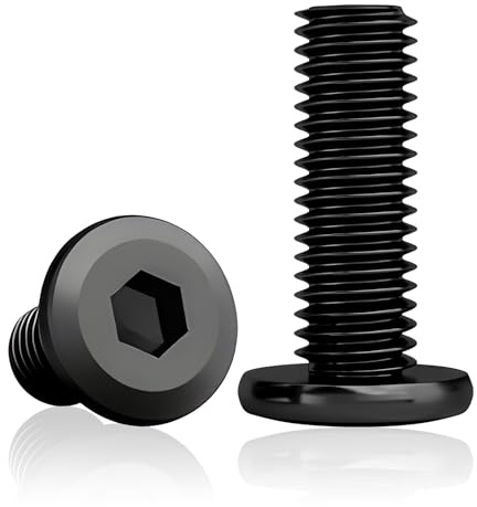 60 st linshuvudskruv M6x25 mm, rostfritt stål svart insex | M6x25 mm rostfritt stål A2 V2A svart med insex och helgänga för möbler, verkstad och DIY