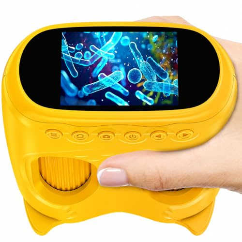 Ashfly Kids Digital Microscope & 10X Magnifying Glass, 2 LCD Screen HD 1000X Handheld Microscope with Camera, Photo & Video Recording, Educational Science Kit for Kids Aged 4-12, Gift for Boys Girls