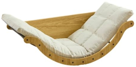 Fonowx Breathable Rocking Seat Indoor Rocker Lounge Chair Floor Recliner With Built In Backrest And Padded Cushion suitable for, White Cushion + Original Wood Frame, style to 12