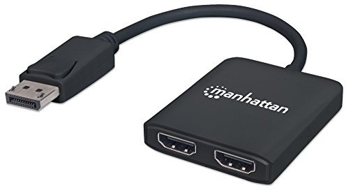 Manhattan-Products DisplayPort auf HDMI - Display Port Splitter zu 2 Ports HDMI, MST-Hub, Switch mit 4K@30Hz Auflösung, Plug&Play, Zubehör - Schwarz