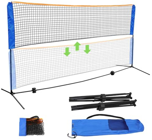 Adjustable Height Portable Badminton Net, Competition Multi Sports Indoor Outdoor Net for Kids Volleyball, Pickleball, Soccer Tennis, Lawn Tennis, Easy Setup for Backyard, Beach, Carry Bag Included