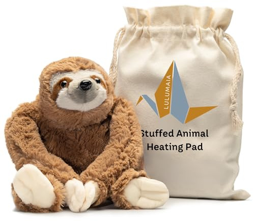Lulumaia Sloth Heating Pad Stuffed Animal Microwavable Heating Pads for Menstrual Cramps Long-Lasting and Reusable Plush Microwavable Animal for Soothing Comfort During Periods Cramps (Cuddly Sloth)