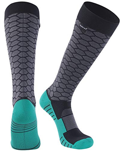 RANDY SUN Calze lunghe impermeabili e traspiranti, da donna, per autunno, inverno, calde, morbide, trekking, campeggio, lunghezza al ginocchio, 1 paio di calzini neri verdi al ginocchio, taglia S