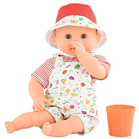 Corolle Bebe Bath Calypso Garden Delights Baby Doll - Includes Play Cup, Soft Body with Sleeping Eyes and Vanilla Fragrance, Removable Clothes, for Children Ages 18 Months and Up