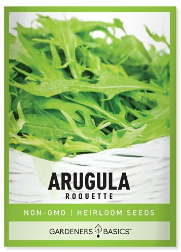 Gardeners Basics, Arugula Seeds for Planting - Roquette Variety Heirloom Non-GMO Vegetable Plant for Home Garden Vegetables Great for Winter and Spring Makes a Great Gift for Gardening