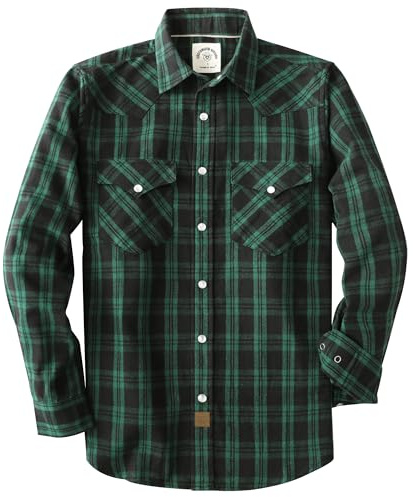 Dubinik® flanellskjorta herr Långärmad flanellskjorta herr Pearl Snap Western Denim Vintage Pocket Rutig skjorta