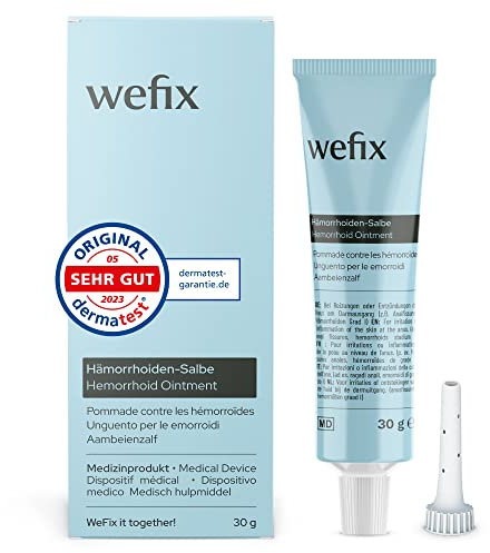 WeFix Hämorrhoiden Salbe 30g - Minderung von Hämorrhoiden Grad 1 Entzündungssymptomen - Förderung der Wundheilung