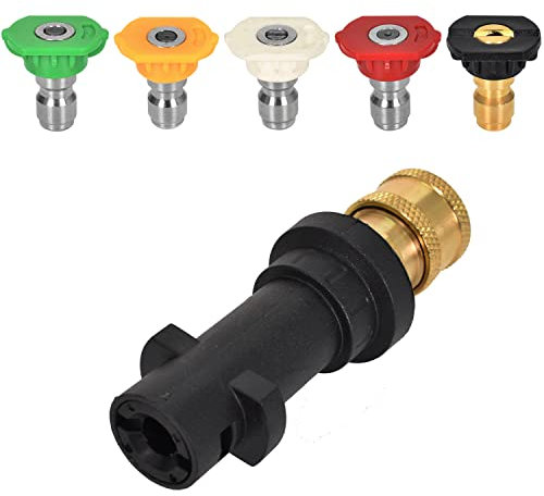 Adaptateur pour Nettoyeur Haute Pression,Connexion Rapide 1/4 Compatible pour Karcher Karcher K2-K7,avec 5PCS Embouts de Buse à Plusieurs Degrés,Kit d'Accessoires pour Nettoyeur (A)
