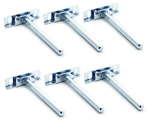 DOJA Barcelona | Soportes Ocultos para Baldas Smart | 76x19x11 mm | Espiga 10x100 mm | PACK 6 | Soportes Invisibles para Baldas Pared | Soporte Estanteria Flotante Seguro, Estable y Elegante