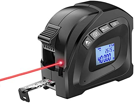 Laser Tape Measure, 2 in 1 Digital Laser Distance Meters with LCD Display, 40M/131FT Laser Measure, 5M/16FT Tape Measure, Distance/Area/Volume/Pythagorean, Unit Switching, Data Storage