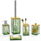 GAHEFY Set di accessori da bagno verde salvia, porta spazzolino da denti, dispenser di sapone, portasapone, portasapone, scopino per WC con supporto, decorazione da bagno in bambù, acrilico (verde)