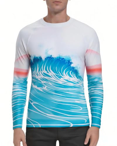 VAYAGER Men's Rash Vest UPF 50+ Rash Guard Swim Shirts Long Sleeve Quick Dry Swimming Fishing Surfing UV Protection T-Shirt