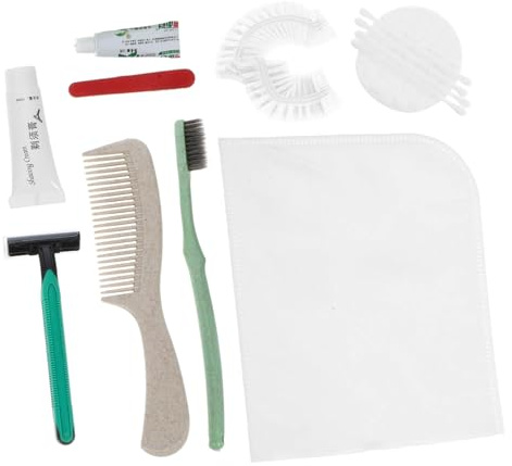 JECOMPRIS Kit Hôtel Jetable 4 Pièces – Brosse à Dents Couleur Naturelle, Peigne En Paille De Blé, Pack De Soins Accessoires De Toilette – Essentiels De Voyage Pratiques Pour Hôtel, Maison, Bureau